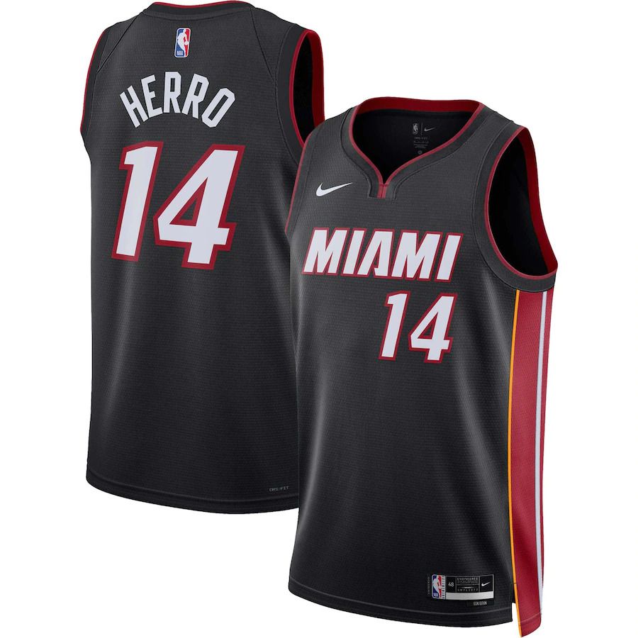 Men Miami Heat #14 Tyler Herro Nike Black Icon Edition 2022-23 Swingman NBA Jersey->customized nba jersey->Custom Jersey